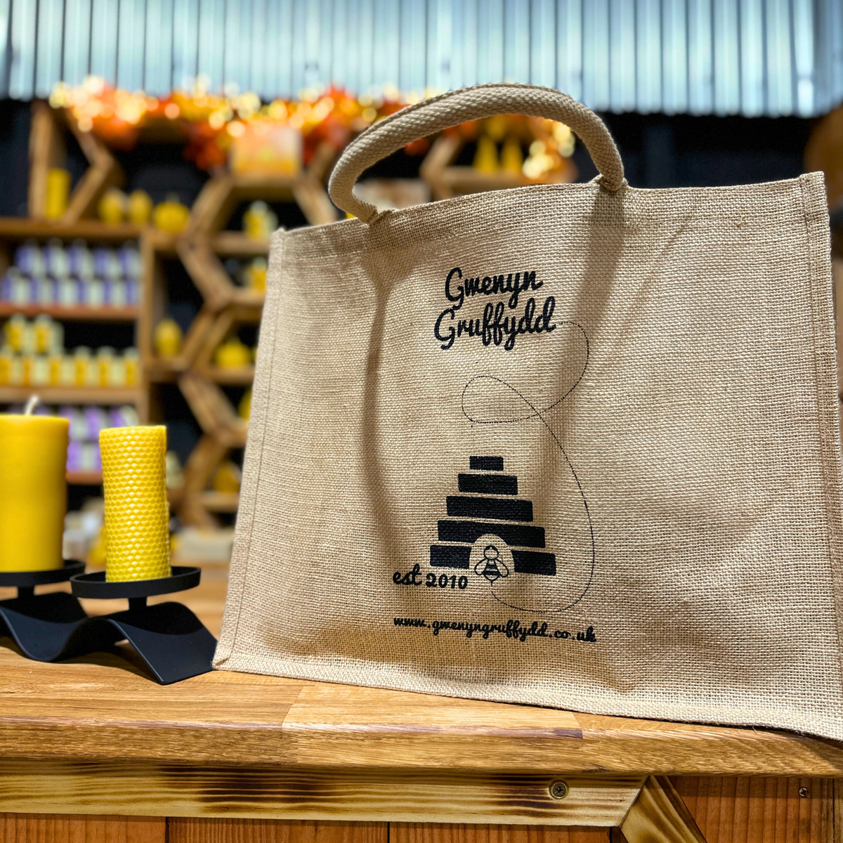 Natural Jute Gwenyn Gruffydd Large Shopping Bag