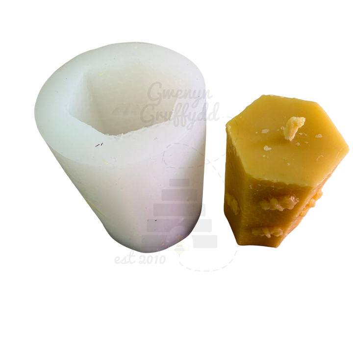 Economy Silicone Hexagon Bee Candle Mould – Beeswax Votive / Small Pillar
