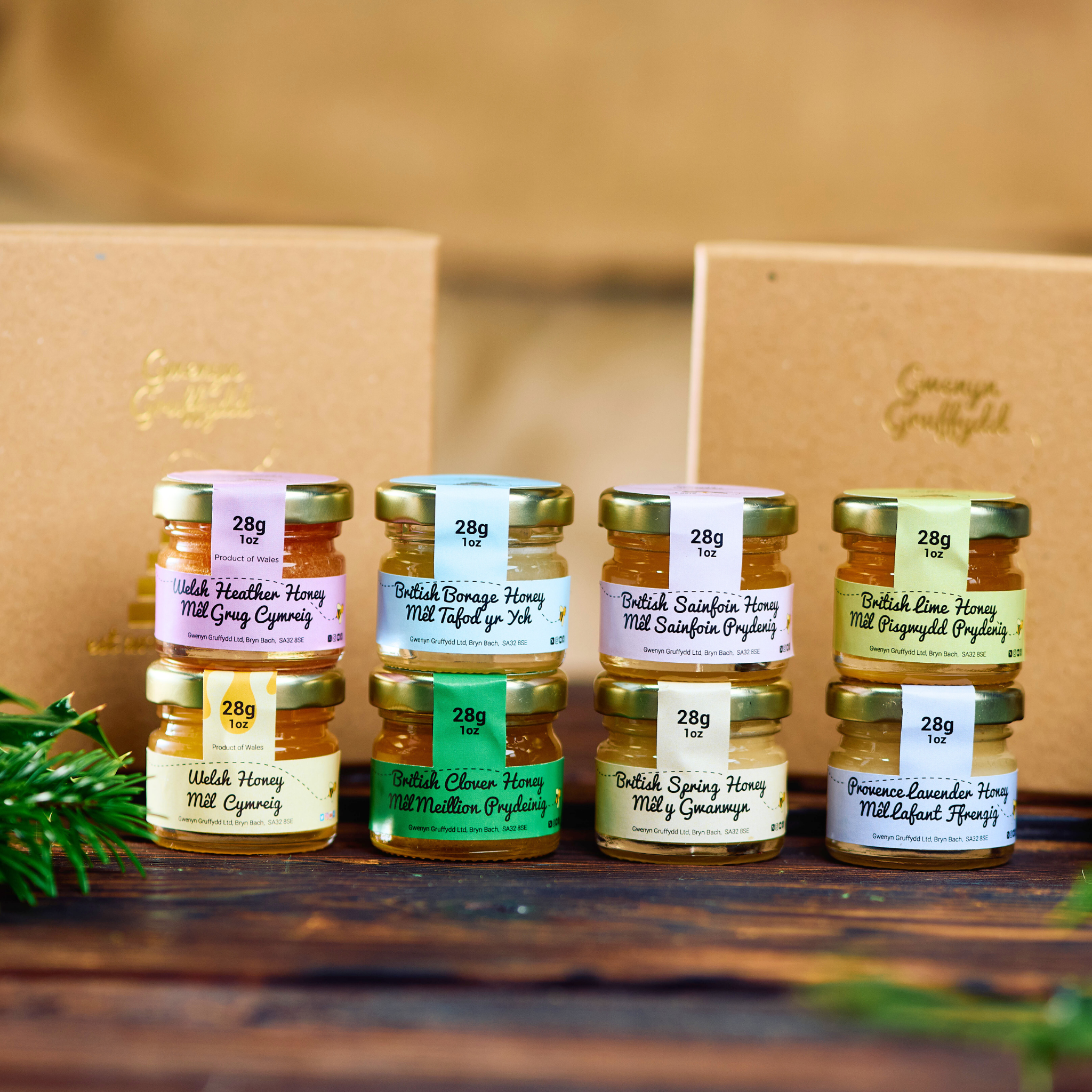 Mini Honey Trio Gift Set – 3 x 28g British & Welsh Honey Taster Jars