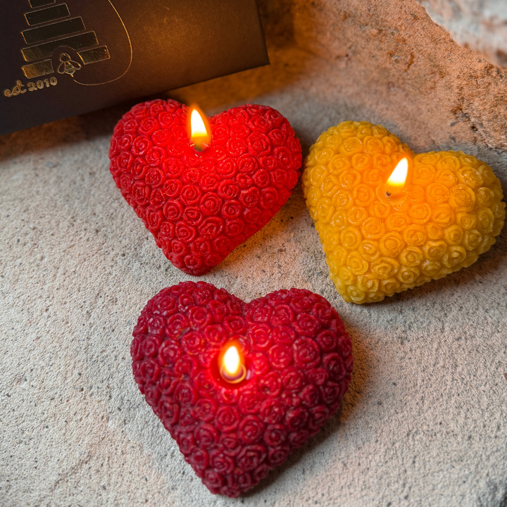 Beeswax Rose Heart Candle – Handmade British Beeswax