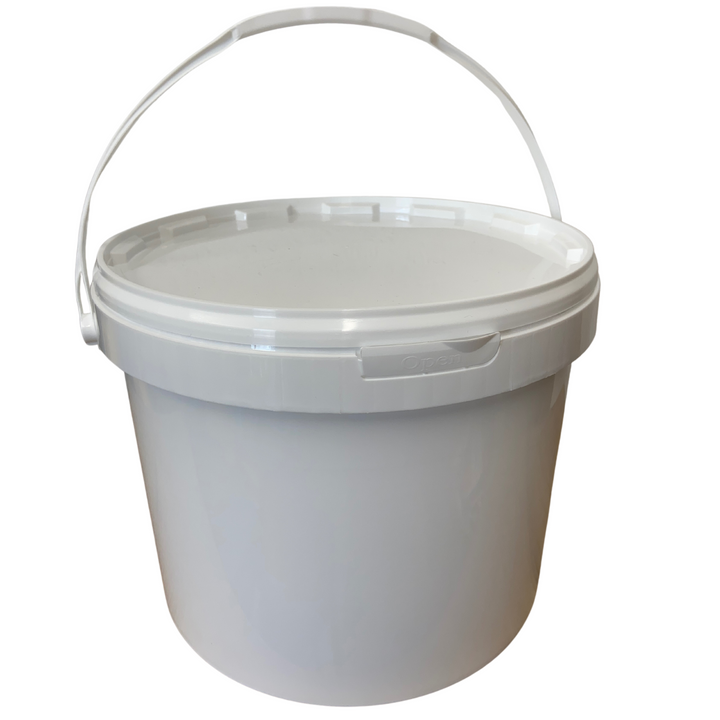 30lb Honey Bucket White Plastic Tamper Evident Bucket with Plastic Handle