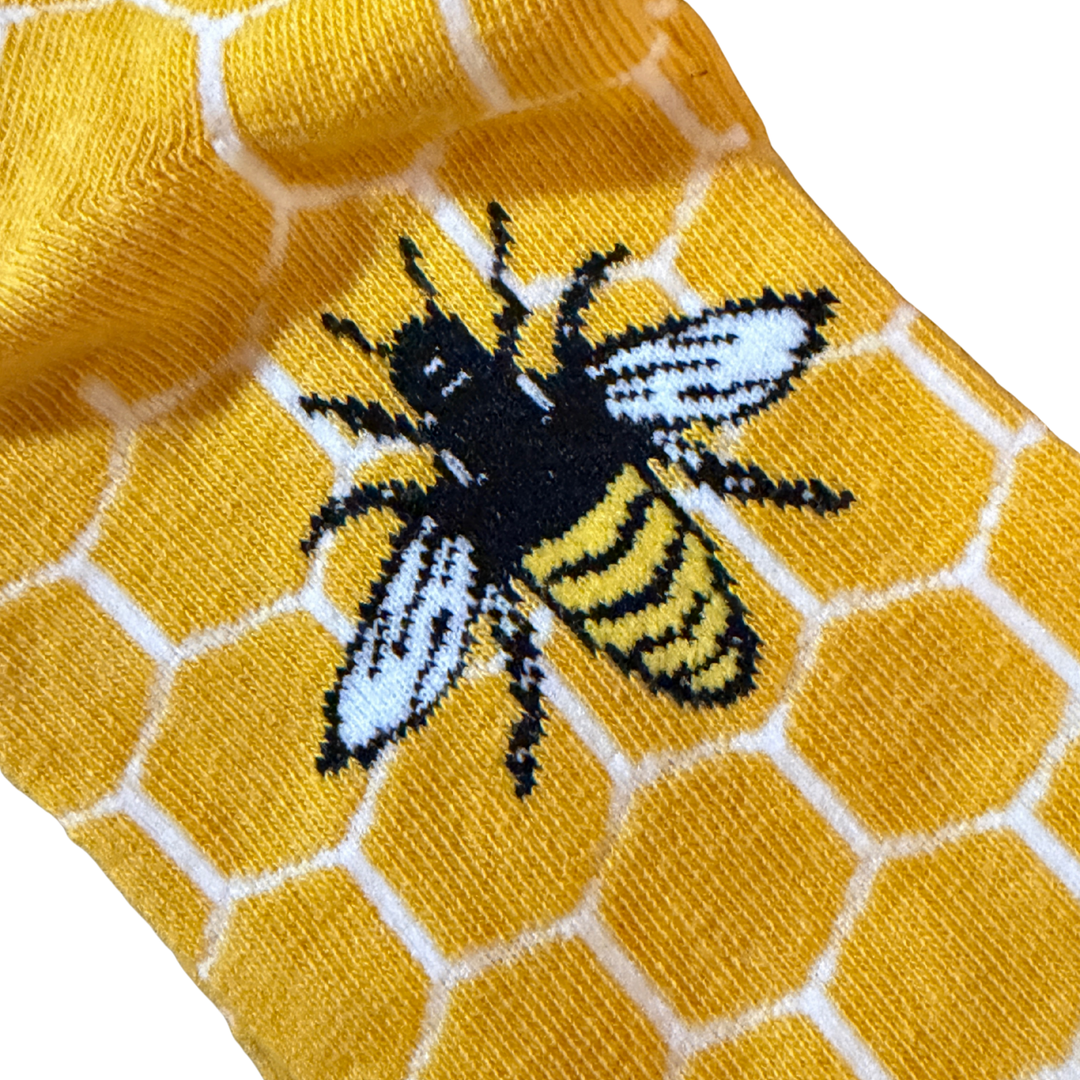 Honeycomb Bee Socks – Mustard Yellow - Adult One Size