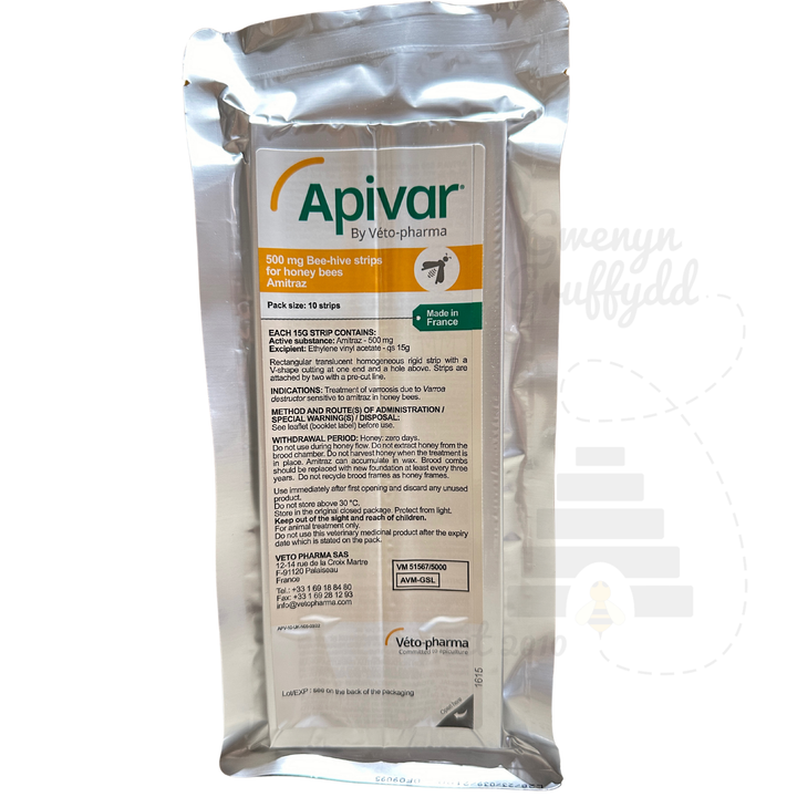 Apivar Varroa Treatment (Sachet of 10 Strips/ 5 Colonies)