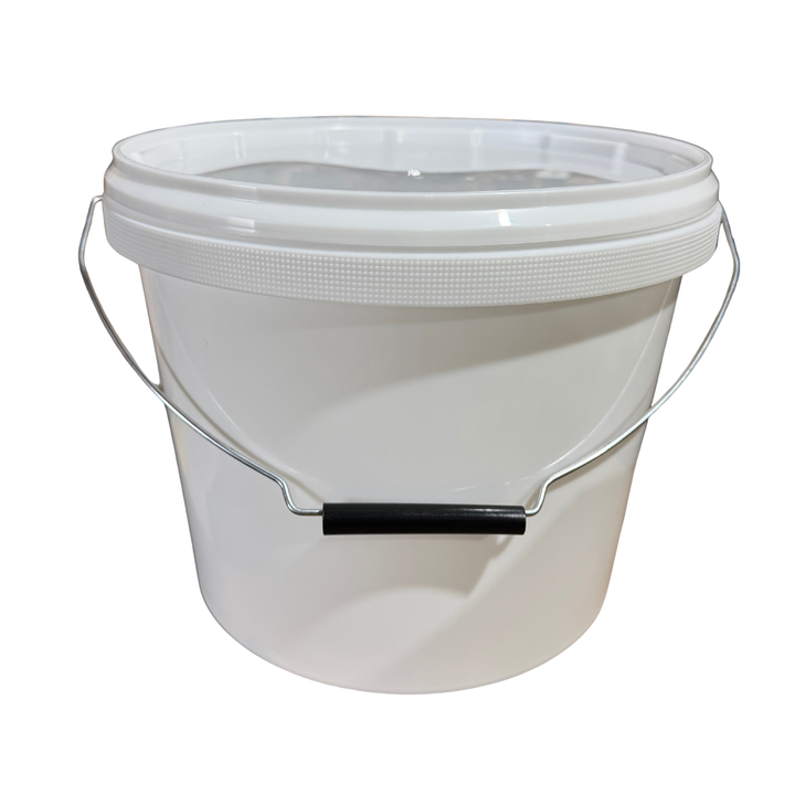 10 Litre (30lb Honey Bucket) White Plastic Tamper Evident Bucket with Metal Handle
