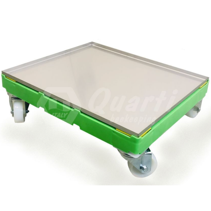 Plastic Trolley on Castor Wheels with Stainless Tray for Supers and Buckets 47 x 52