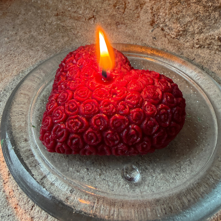 Beeswax Rose Heart Candle – Handmade British Beeswax