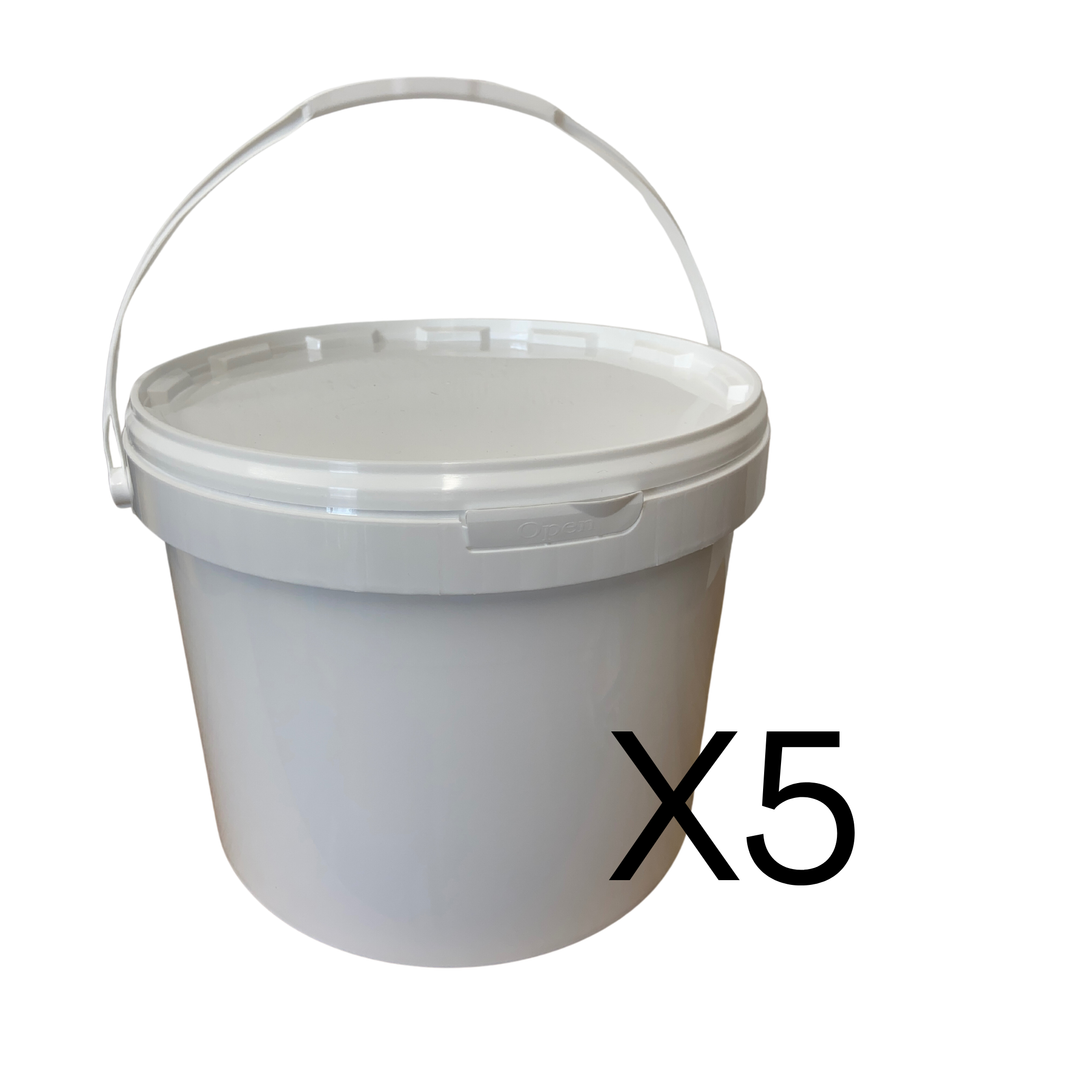 30lb Honey Bucket White Plastic Tamper Evident Bucket with Plastic Handle