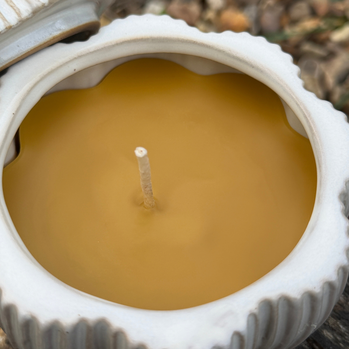 Ceramic Pumpkin Beeswax Candle