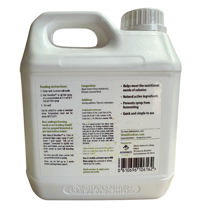 Hive Alive Colony Strength Bulk 2 Litres (200 Hives)