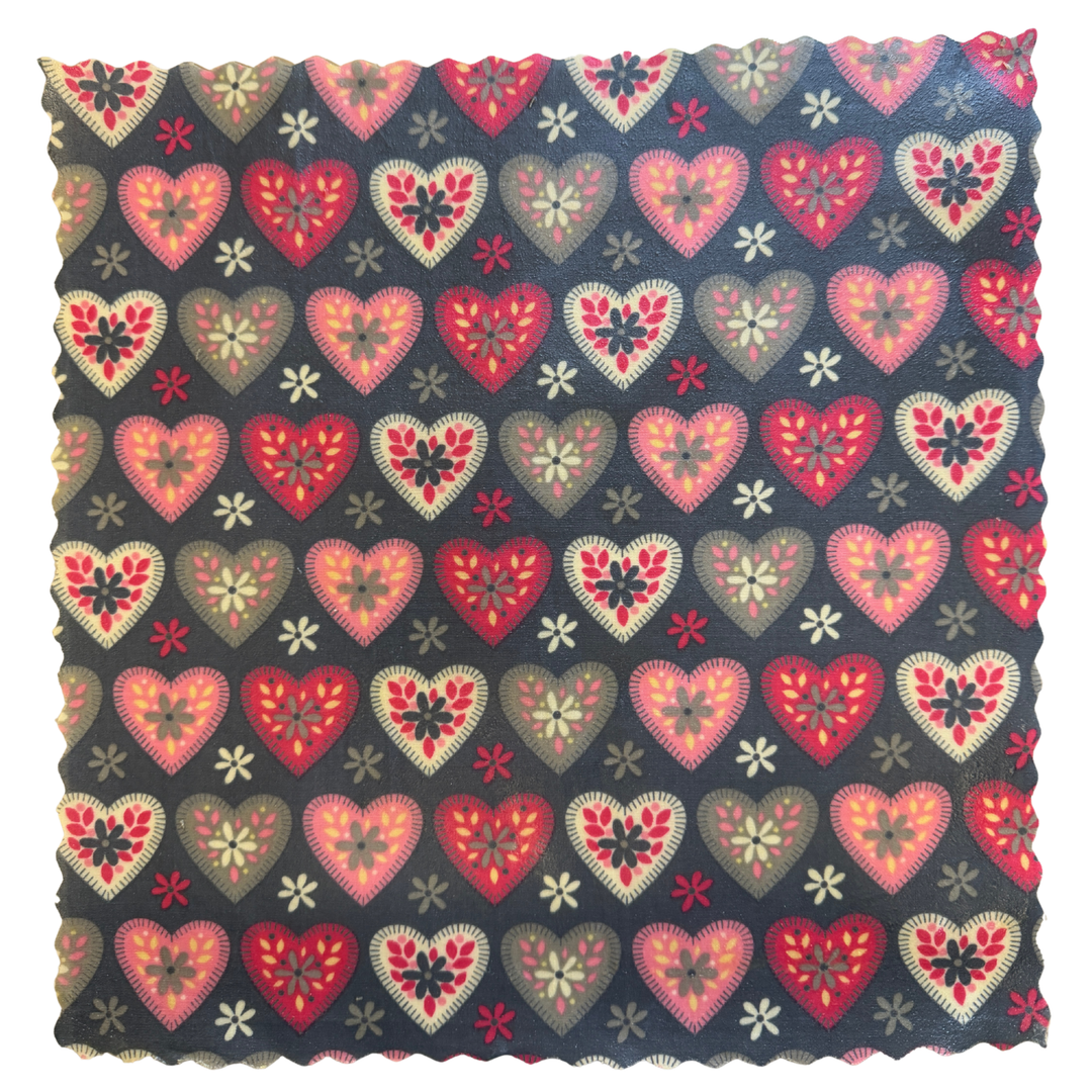 Heart Love Reusable Cotton Beeswax Food Wrap 30cm x 30cm