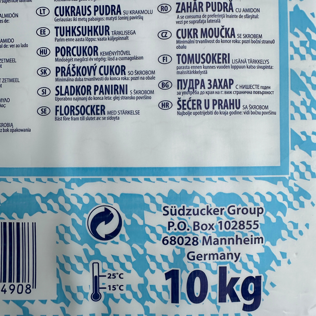 White Icing Sugar With Maize Starch 10KG - SÜDZUCKER