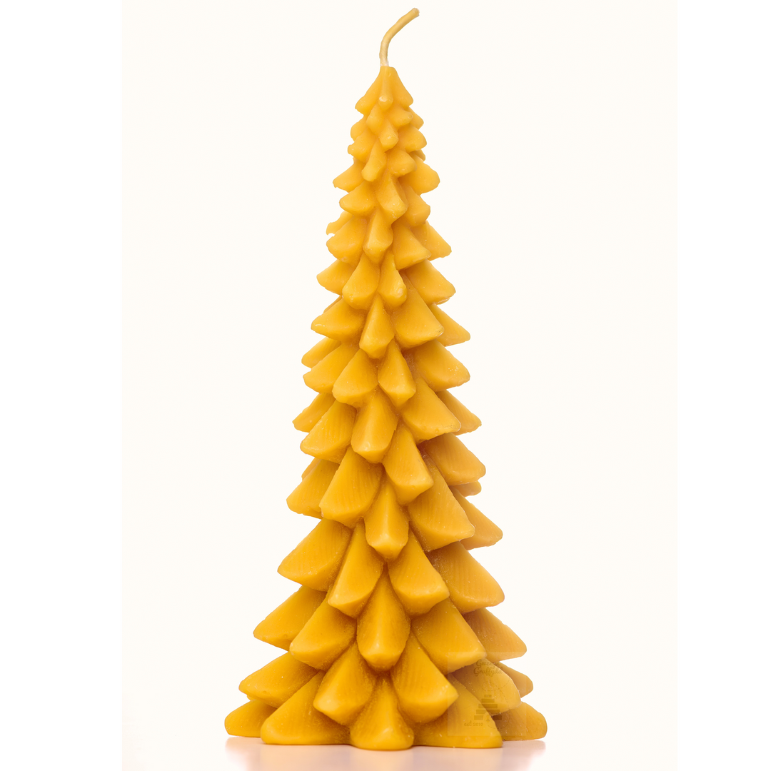 Beeswax Tall Large Christmas Tree Shaped Candle 20cm