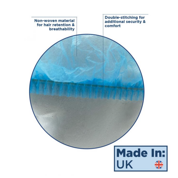 250 x Disposable Hair Nets Blue Mob Caps