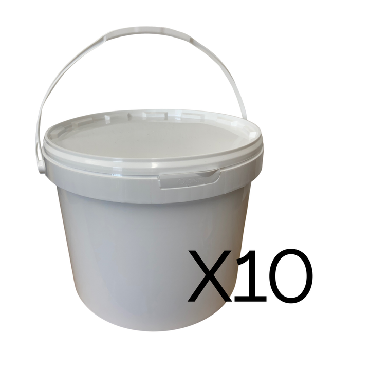 30lb Honey Bucket White Plastic Tamper Evident Bucket with Plastic Handle