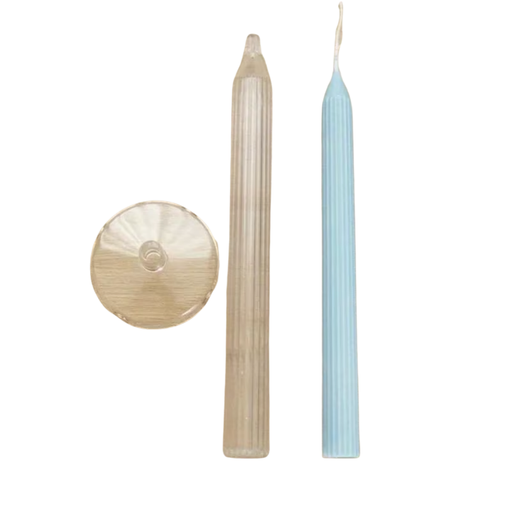 Ribbed Taper Candle Mould – Clear Acrylic Dinner Candle - 25cm