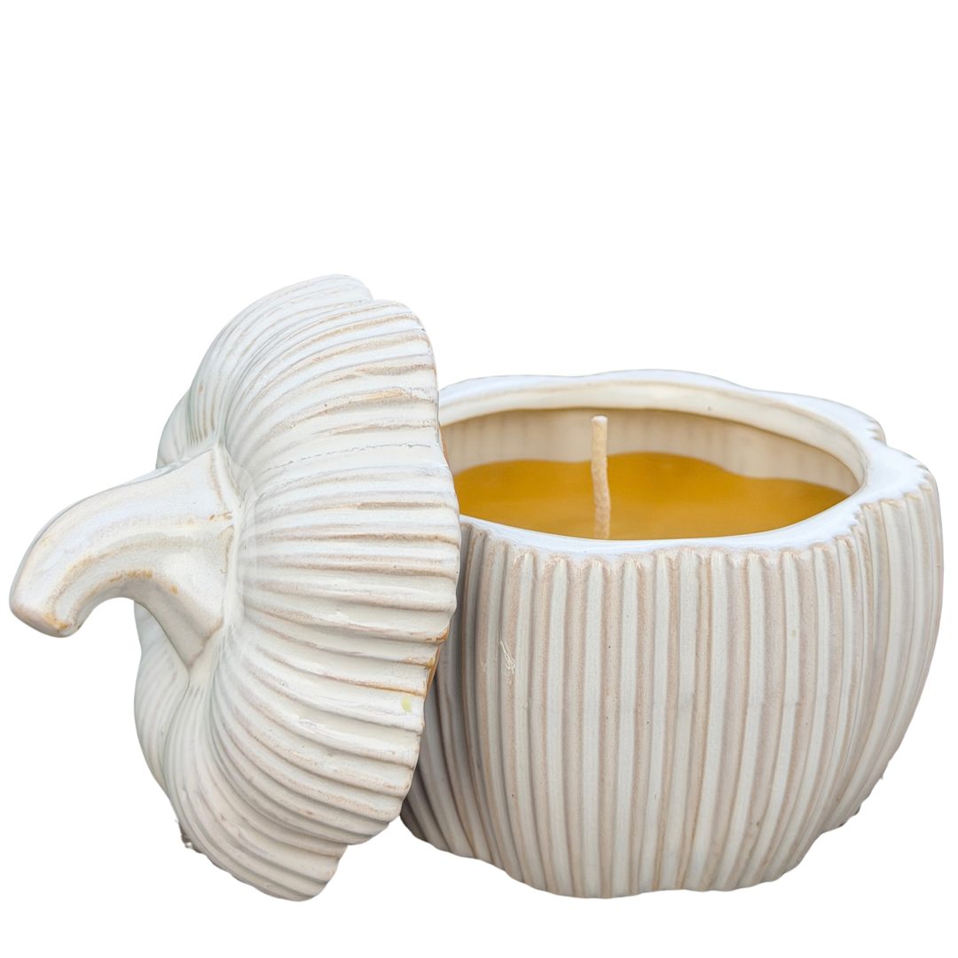 Ceramic Pumpkin Beeswax Candle