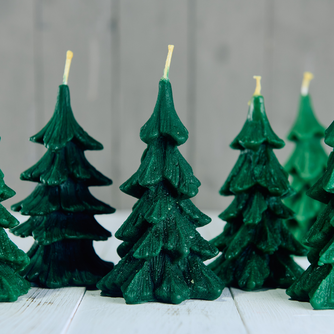 Fir Shaped Green Christmas Tree Candle - 100% British Beeswax