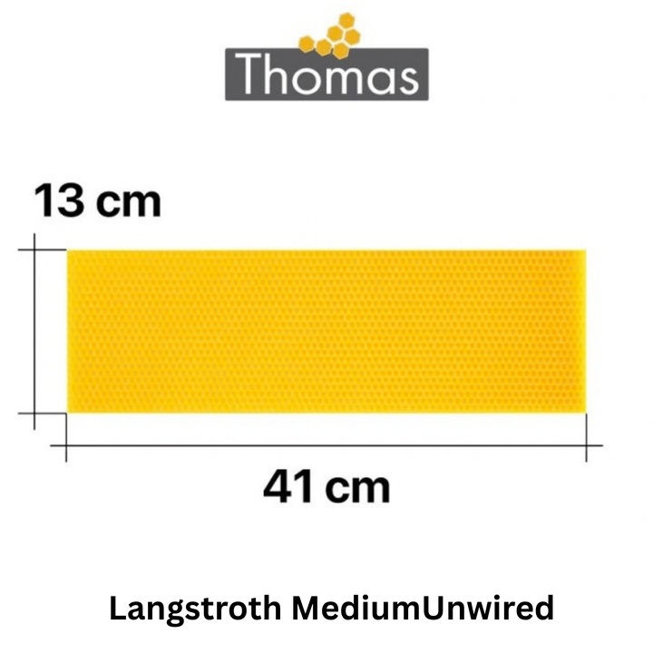 Thomas Langstroth Medium Beeswax Foundation Sheets x 10  – For Pre-Wired Frames