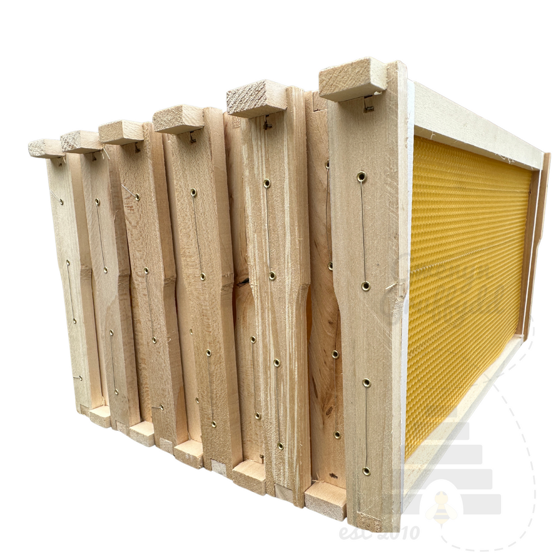 Wooden Fully Assembled Langstroth Deep (Brood) Wired Frames with Wax Foundation by Denrosa