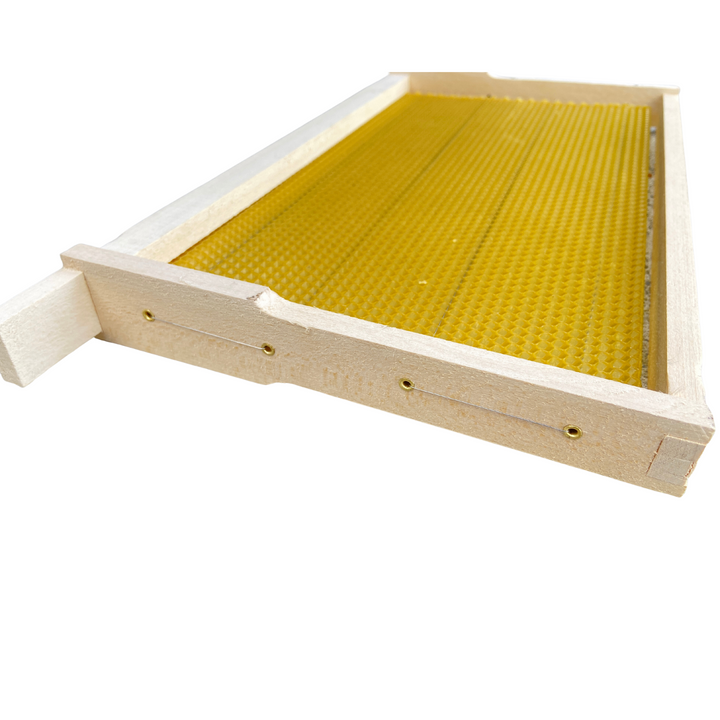 Fully Assembled National Deep Hoffman Frames with Wired Wax Foundation By Denrosa