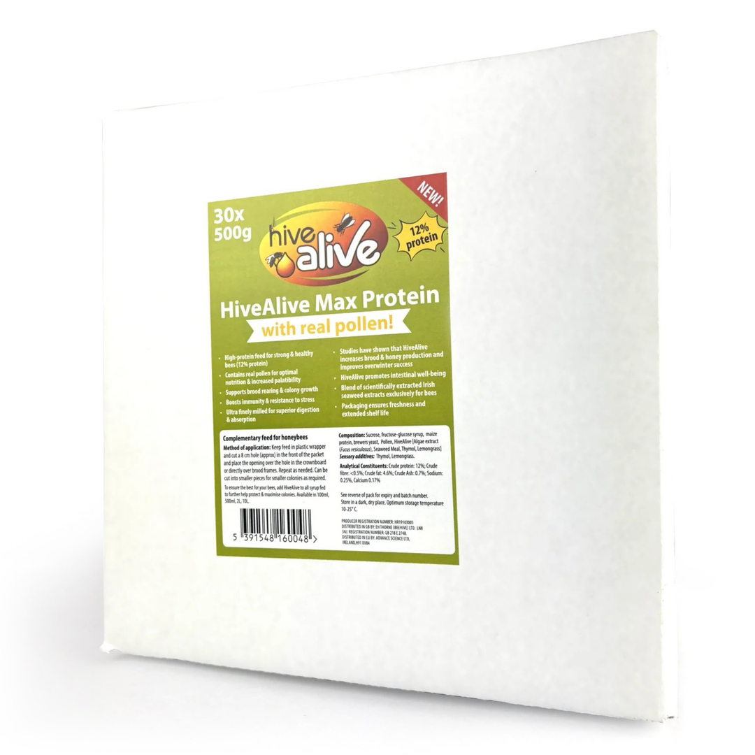 HiveAlive protein pollen patty bee feed 500g Box of 30