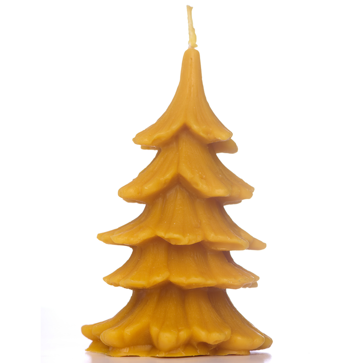 Handmade 100% Pure Beeswax Douglas Fir Christmas Tree Candle 14cm