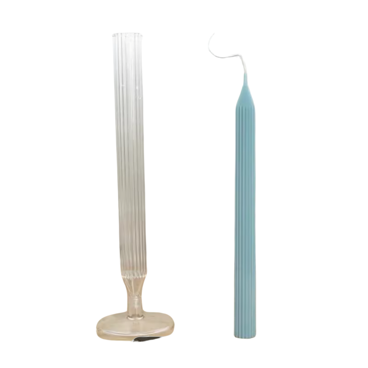 Ribbed Taper Candle Mould – Clear Acrylic Dinner Candle - 25cm