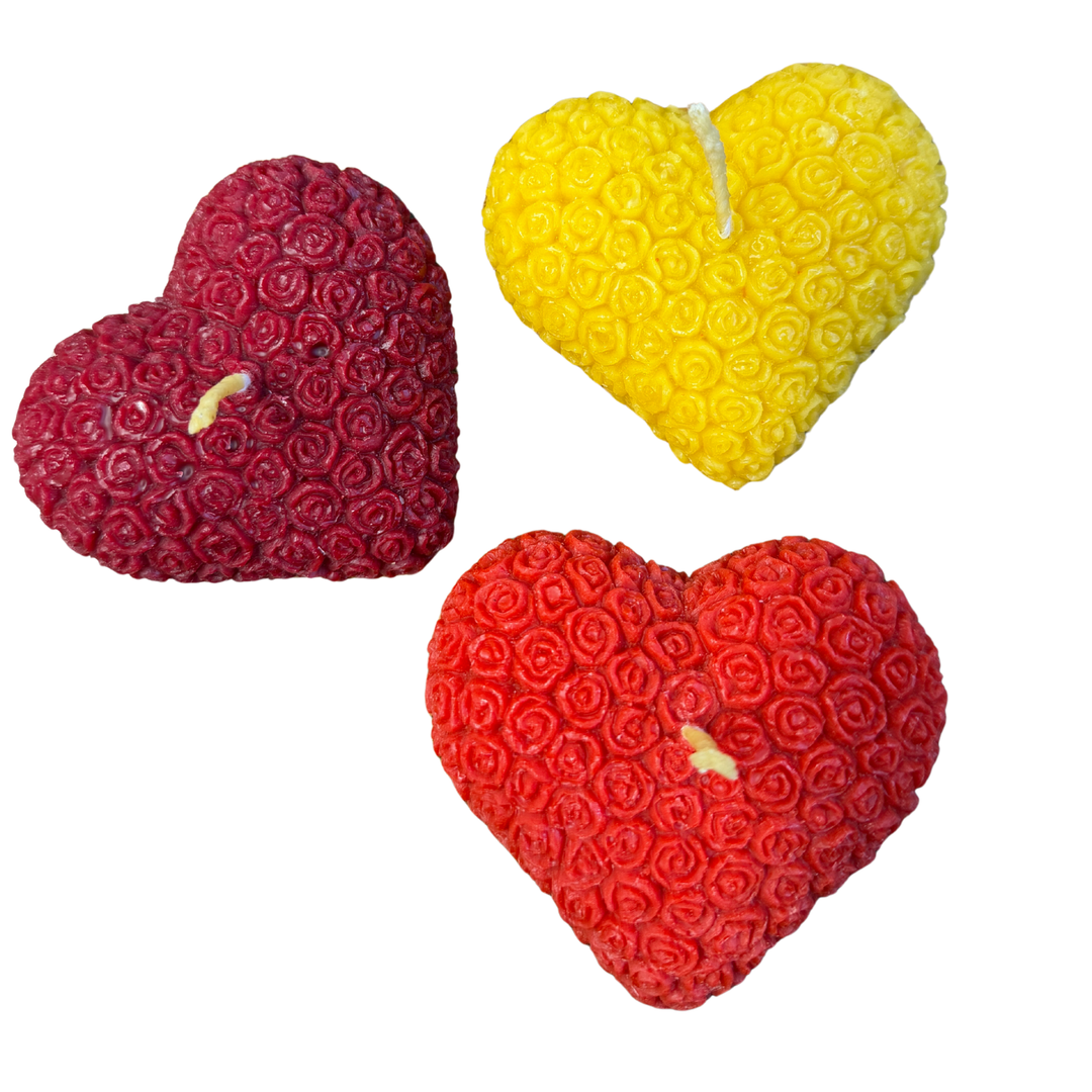 Beeswax Rose Heart Candle – Handmade British Beeswax