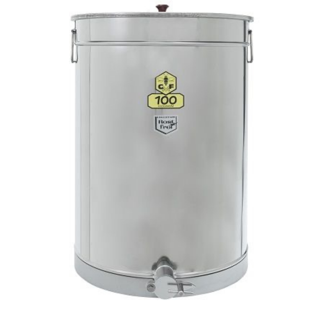 CFM Carl Fritz 100 kg stainless steel honey tank with loose lid and welded bottom