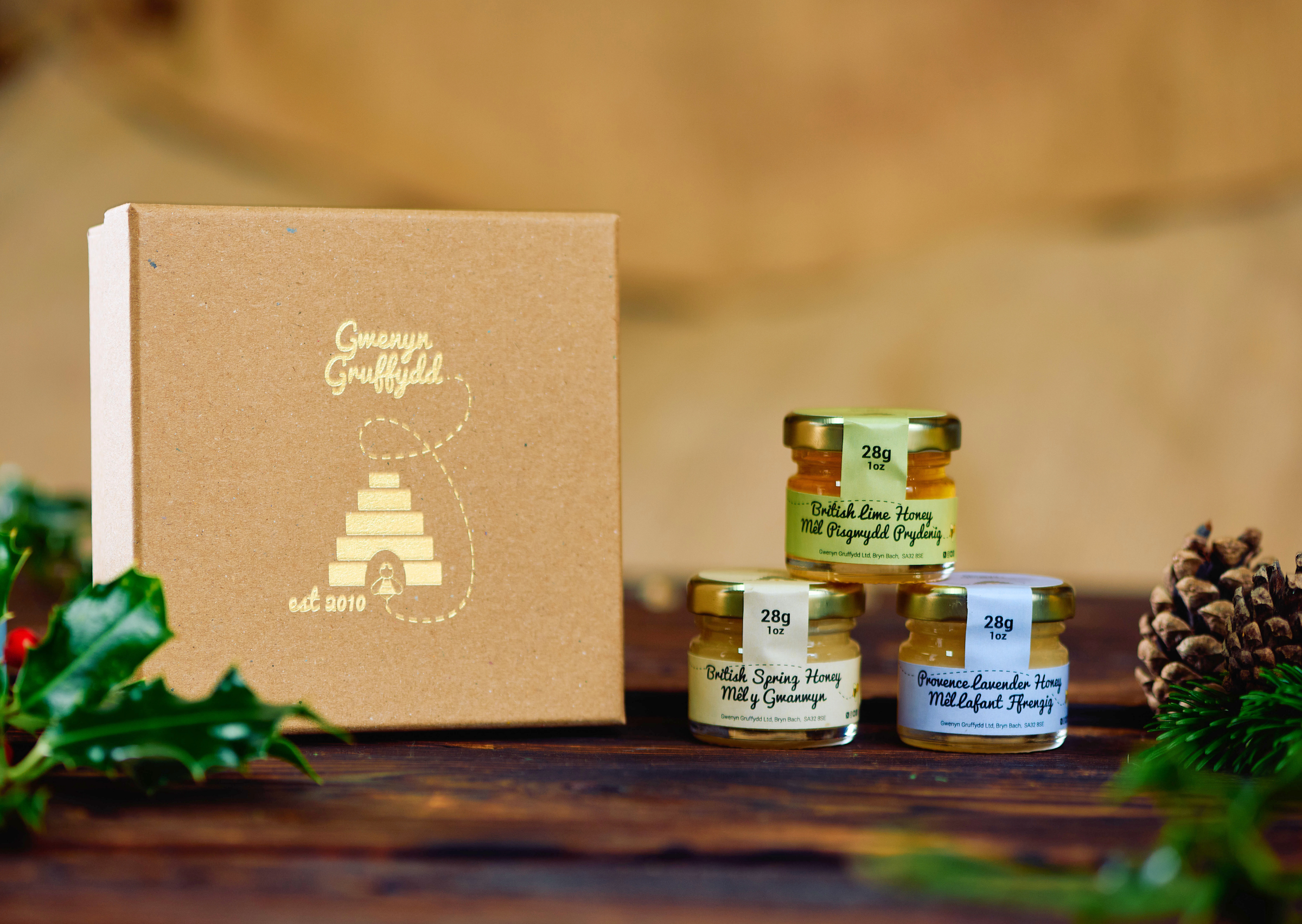 Mini Honey Trio Gift Set – 3 x 28g British & Welsh Honey Taster Jars