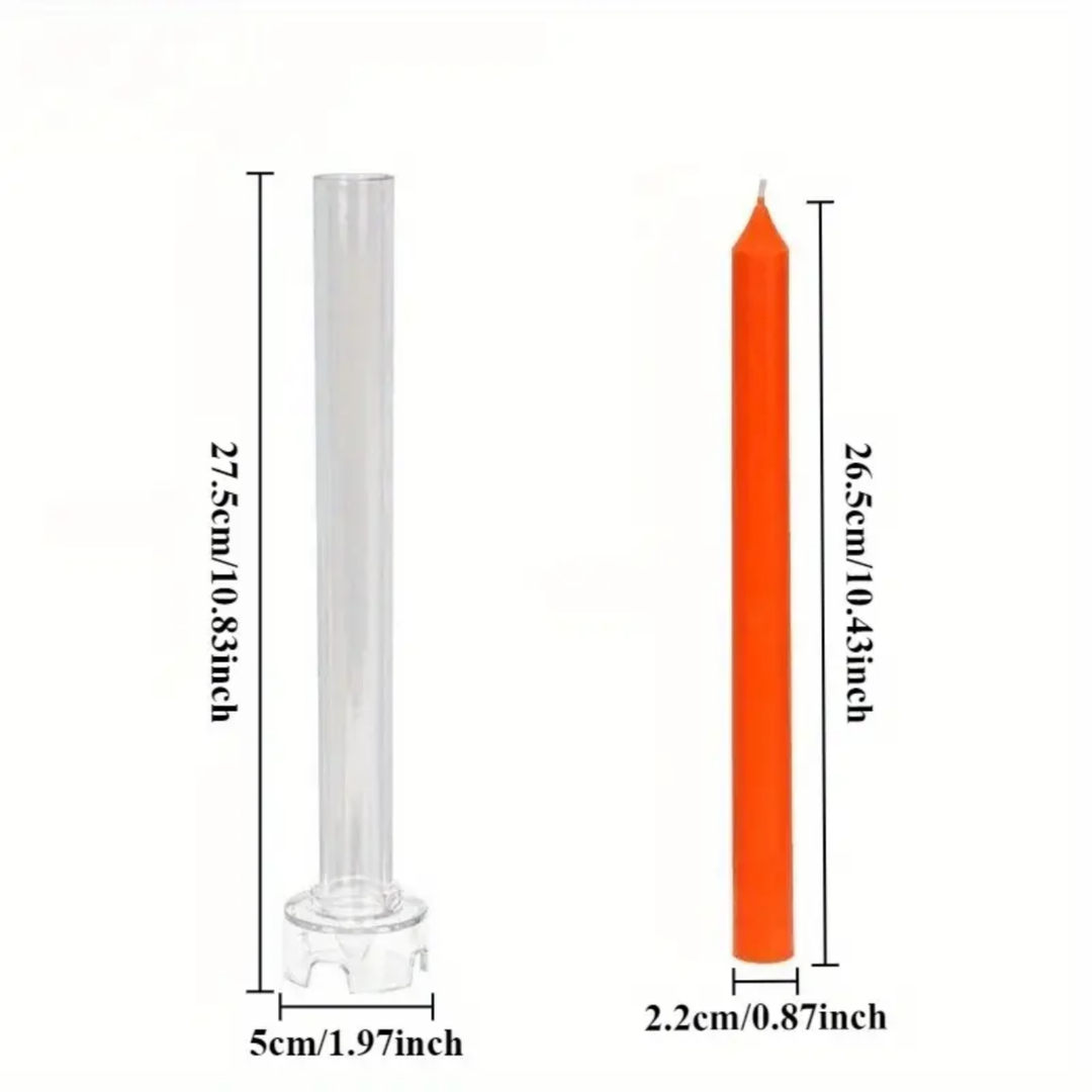 Tall Taper Candle Mould – Clear Acrylic Plastic  - Classic Dinner Candle -  26cm