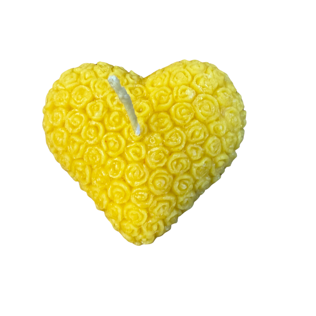Beeswax Rose Heart Candle – Handmade British Beeswax