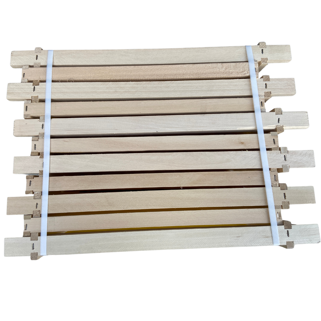 Fully Assembled National Deep Hoffman Frames with Wired Wax Foundation By Denrosa