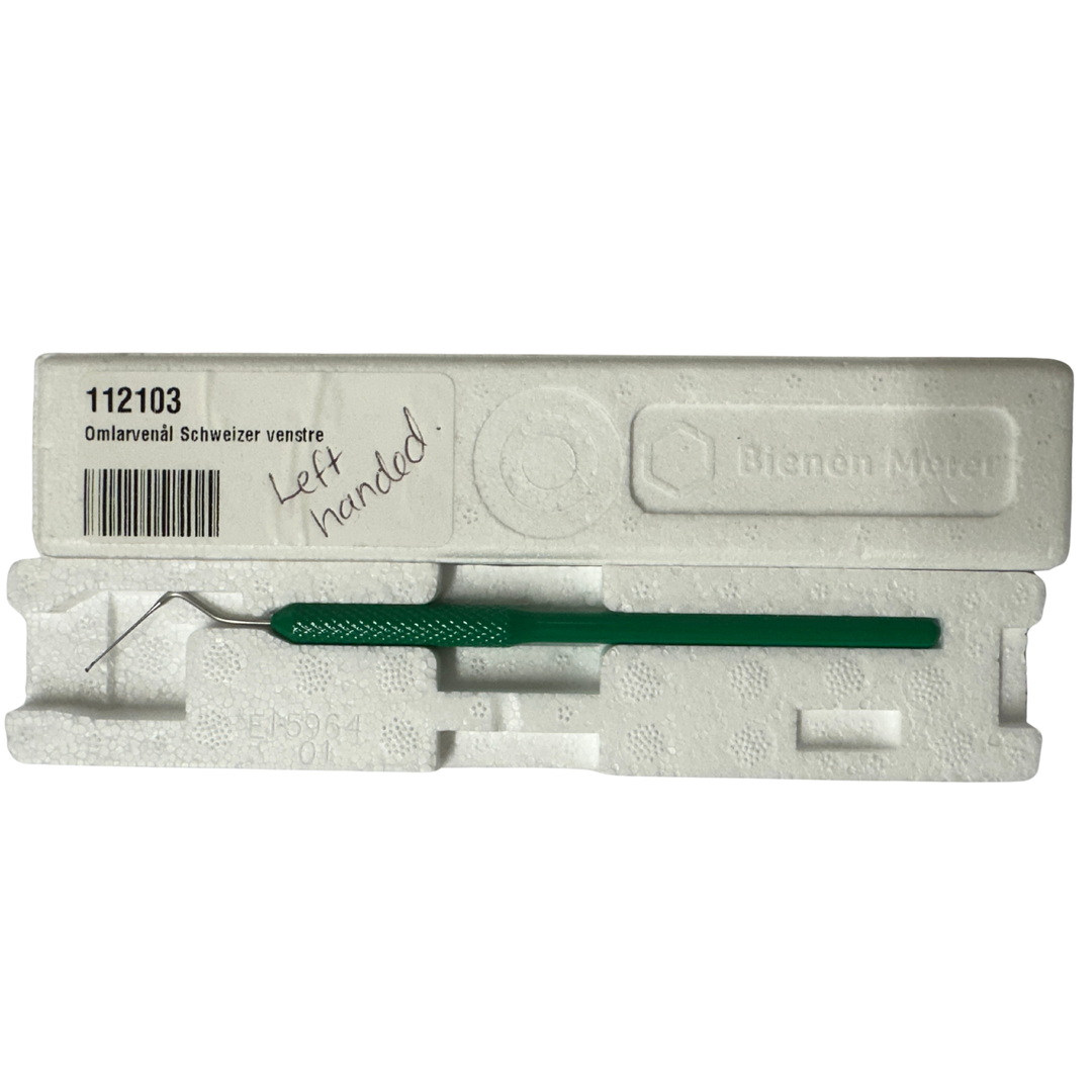 Premium left-hand Grafting Tool Swiss made with angled head for precise larvae transfer
