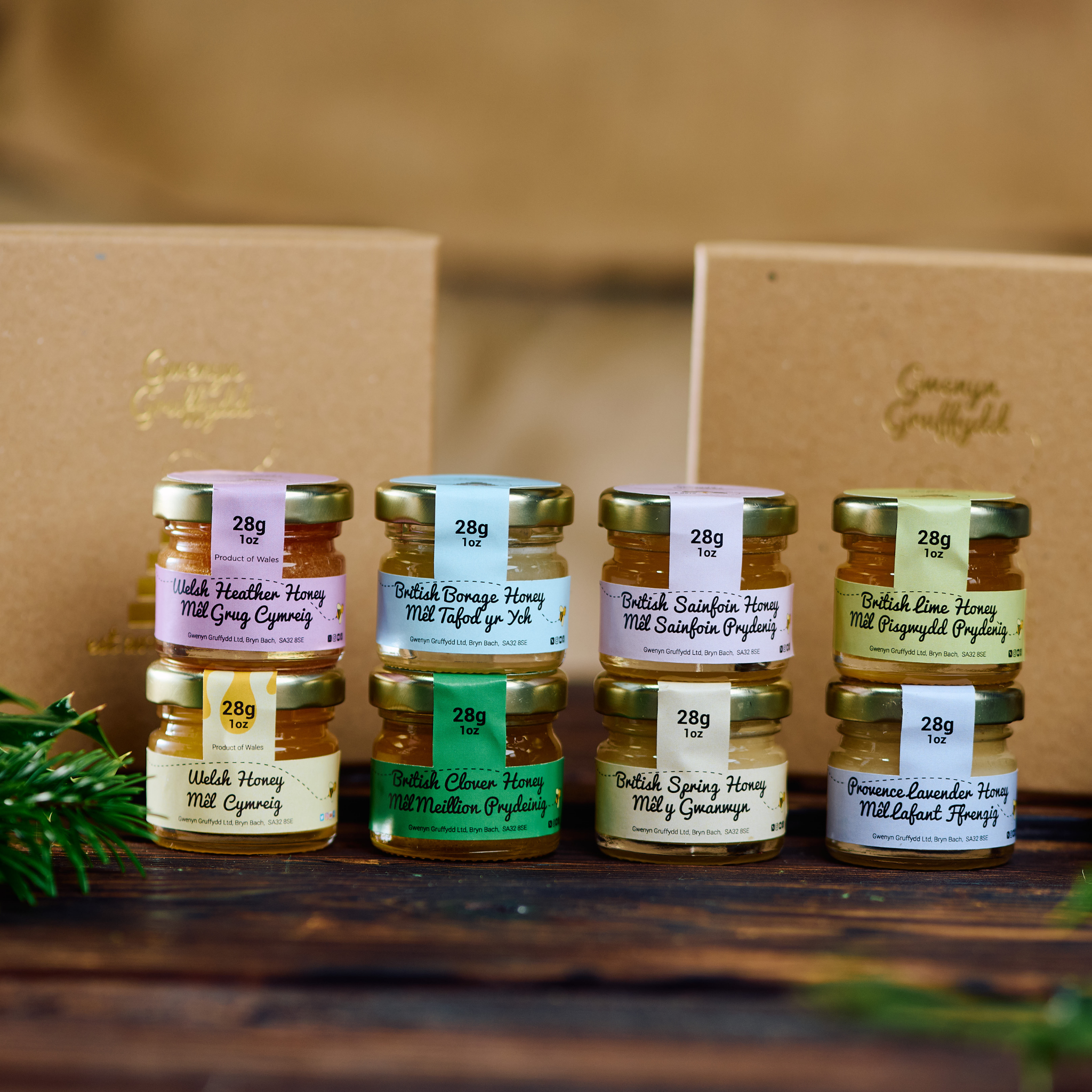 Mini Honey Trio Gift Set – 3 x 28g British & Welsh Honey Taster Jars