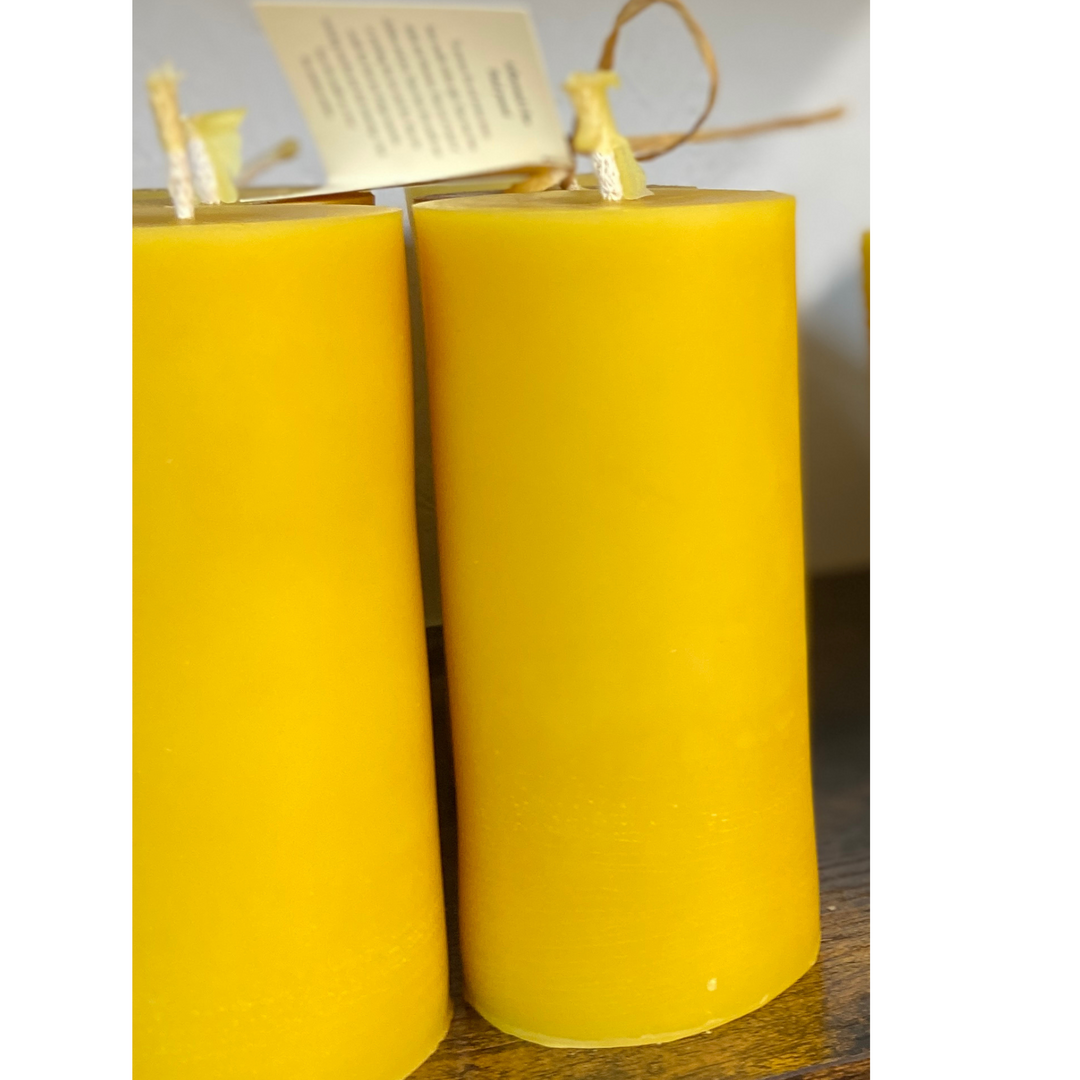 Pillar Solid Beeswax Candle with Cotton Wick - 60 Hour