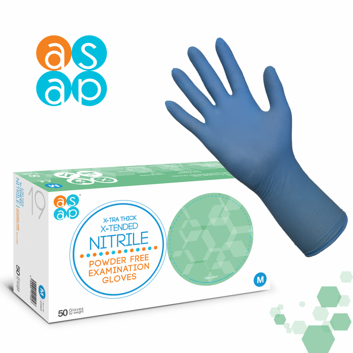 Nitrile X-TRA Thick X-Tended Nitrile Powder Free Disposable Gloves - Box of 50
