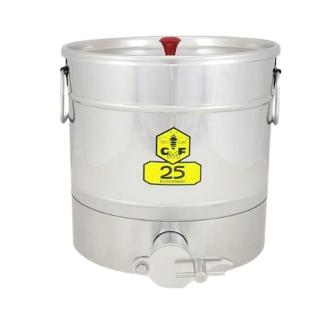 Carl Fritz CFM 25kg stainless steel honey settling tank with loose lid and honey tap