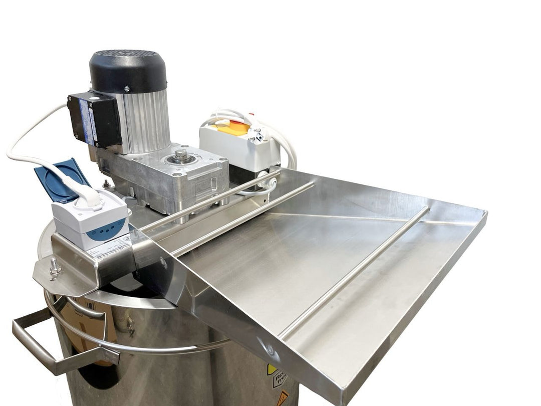 CFM Carl Fritz stainless steel filling chute for Melitherm AR and 100kg honey creamer