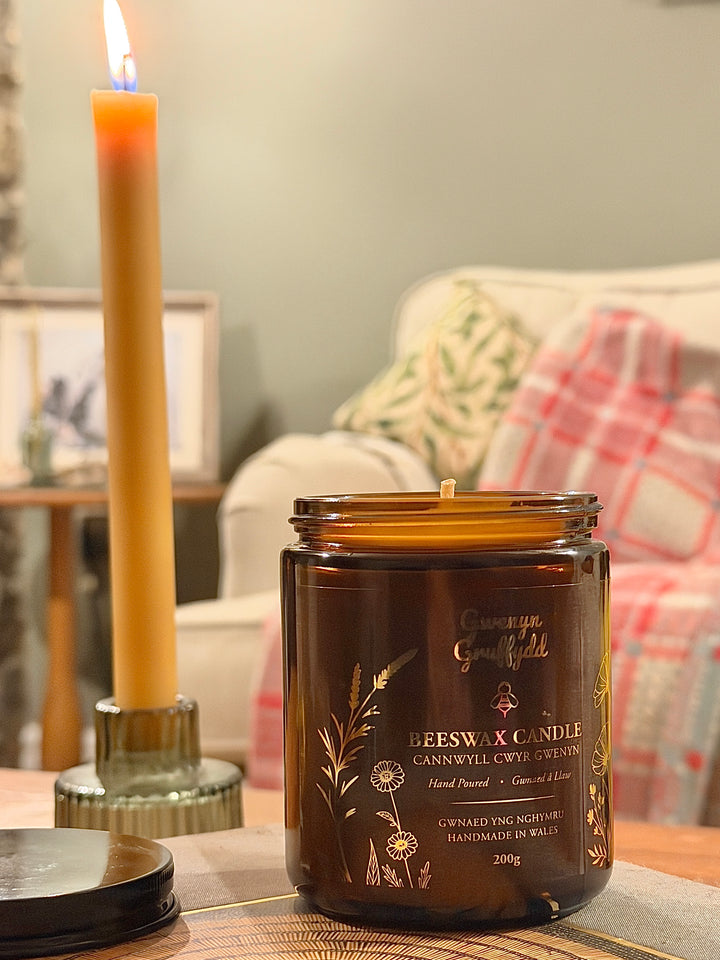 Pure British Beeswax Jar Candle 200g | Hand Poured in Wales