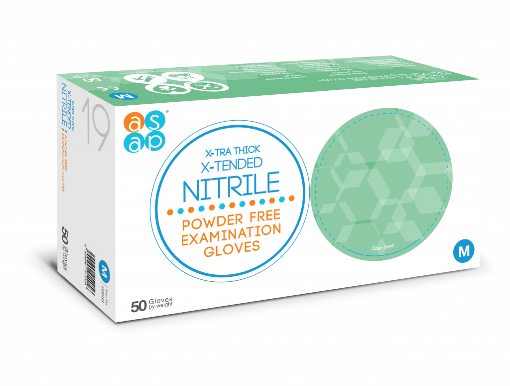Nitrile X-TRA Thick X-Tended Nitrile Powder Free Disposable Gloves - Box of 50