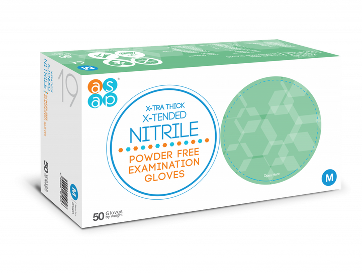 Nitrile X-TRA Thick X-Tended Nitrile Powder Free Disposable Gloves - Box of 50