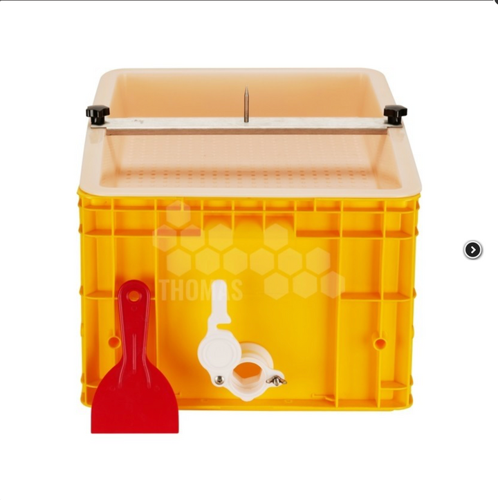 Plastic & Stainless Steel Yellow Uncapping Tray With Frame Stand with Honey Tap