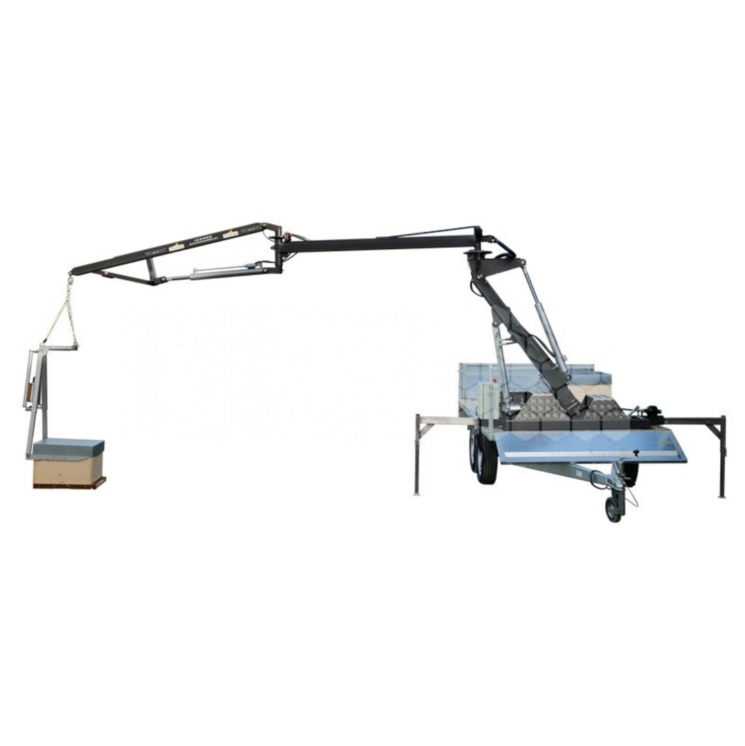 GT-48 beekeeping crane mounted on pickup truck for hive transport