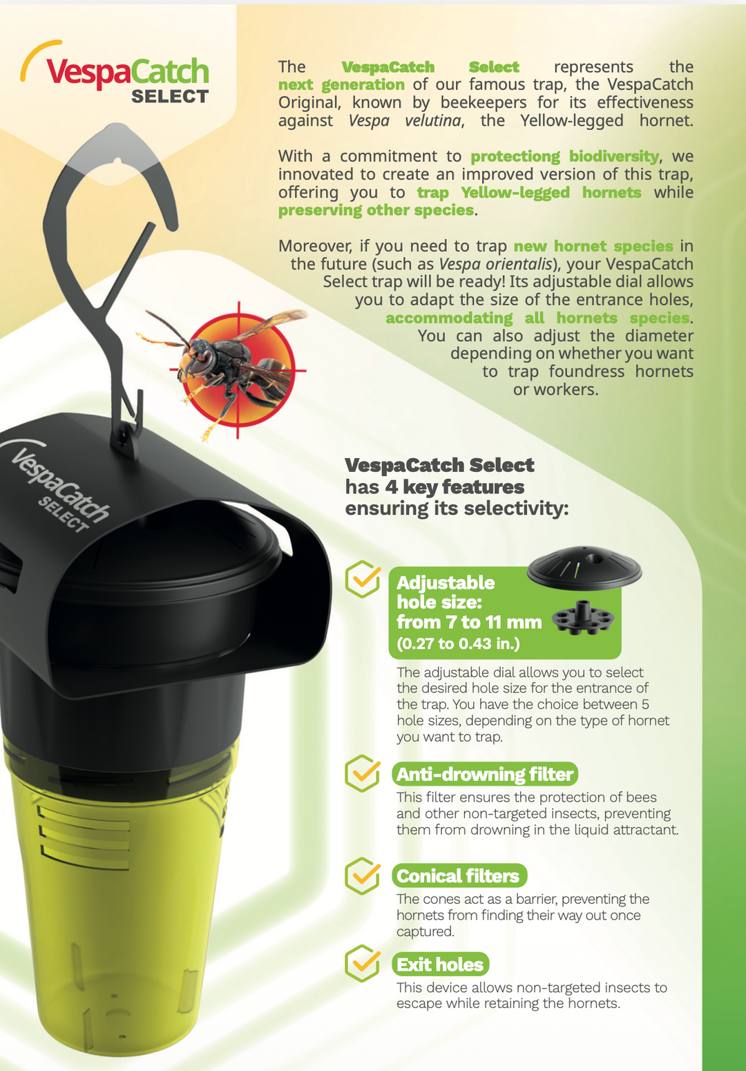 VespaCatch Select Asian Hornet Trap Vespa Catch (Adjustable &amp; Selective) | Trap Only or With Lures