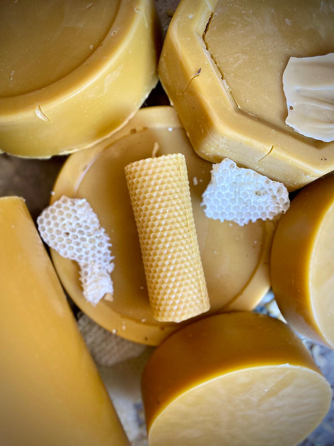 Rolled Effect Pillar Solid Beeswax Candle with Cotton Wick