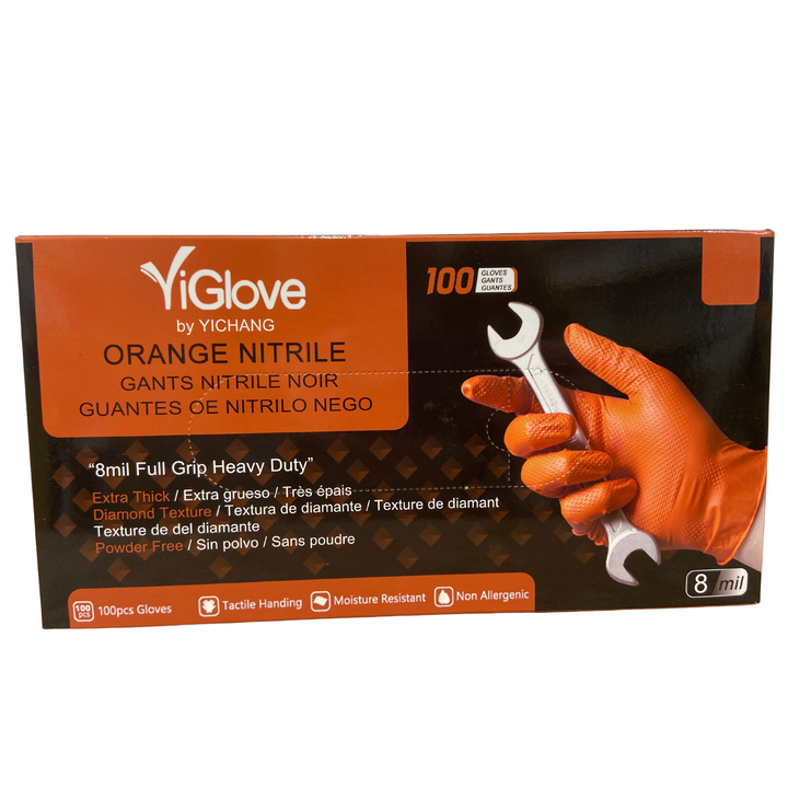Nitrile Heavy Duty Tough Grip Texture Disposable Orange Gloves - 100 pack SIZE SMALL