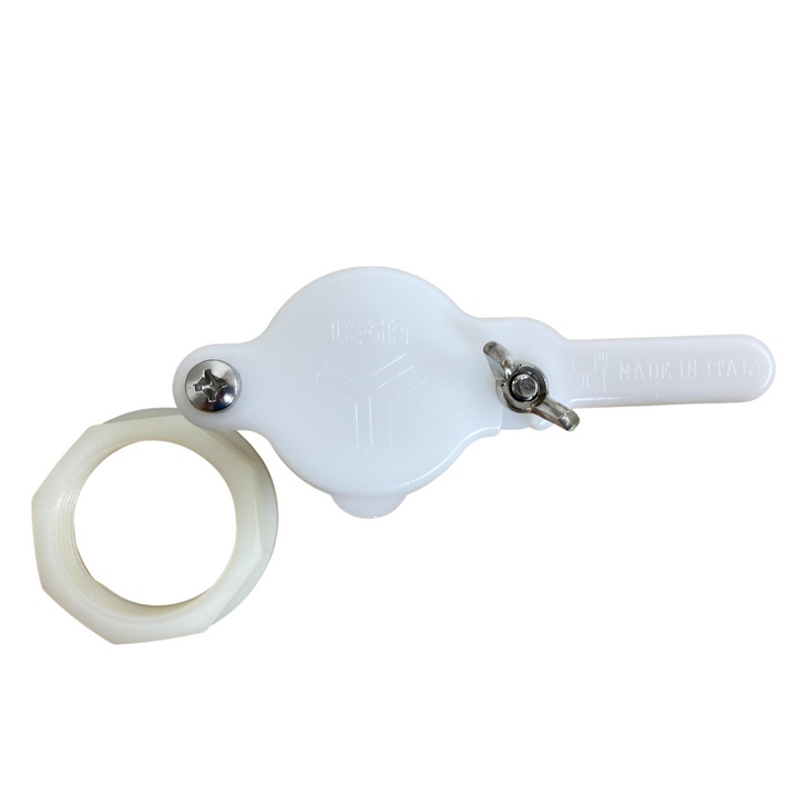 Lega 40mm plastic honey gate tap valve with nut for honey settling tanks