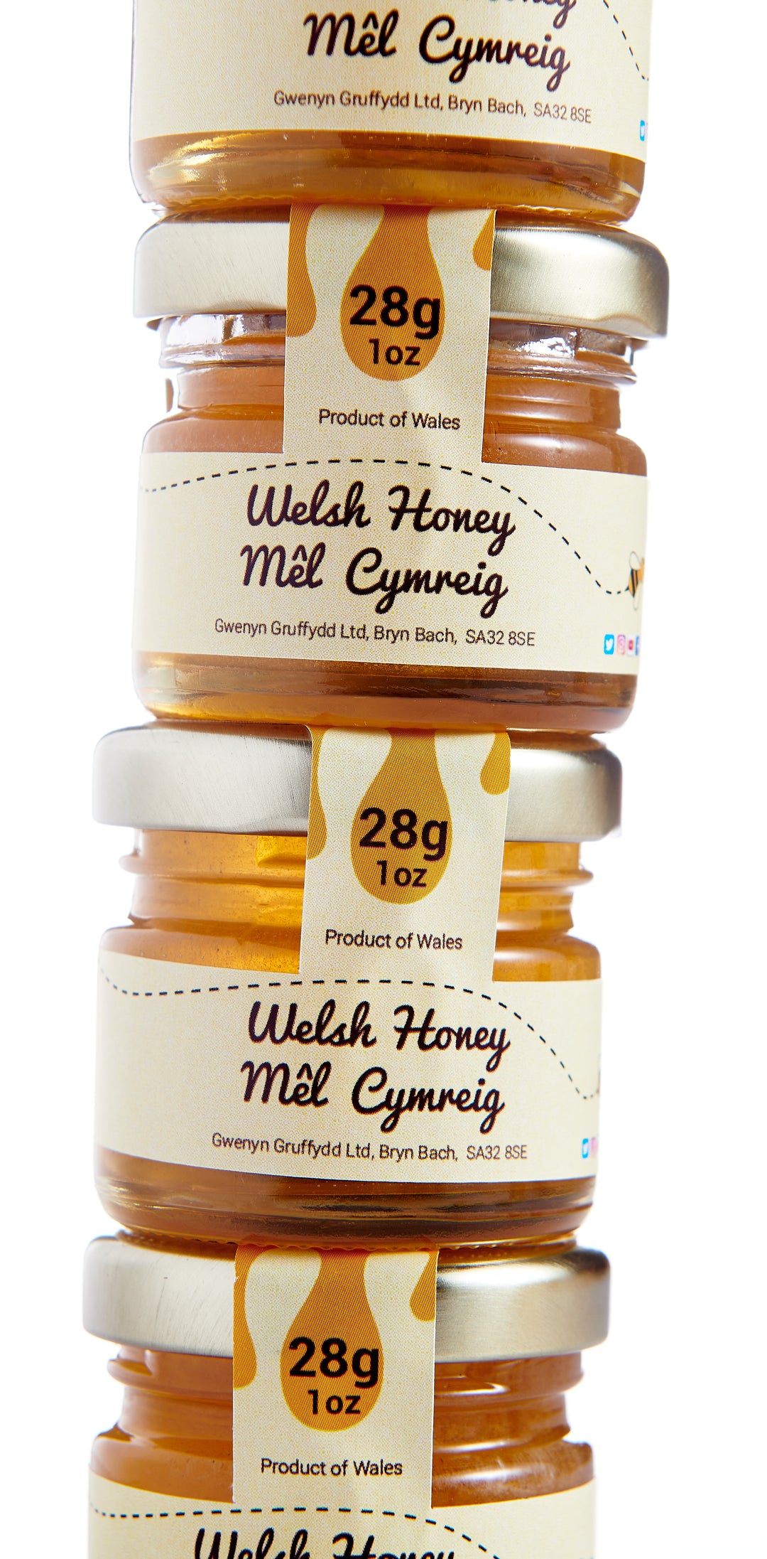 Welsh Wildflower Mini Honey Jars, 5 x 28g