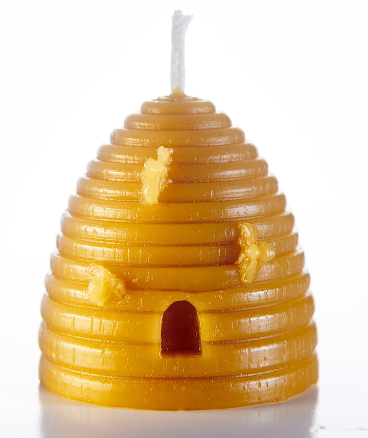 Pure Beeswax Candle - Skep with Bees | Canhwyll Cwyr Gwenyn Cwch Gwenyn